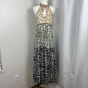 Anthropologie Tiered Halter Maxi Dress, Size Small